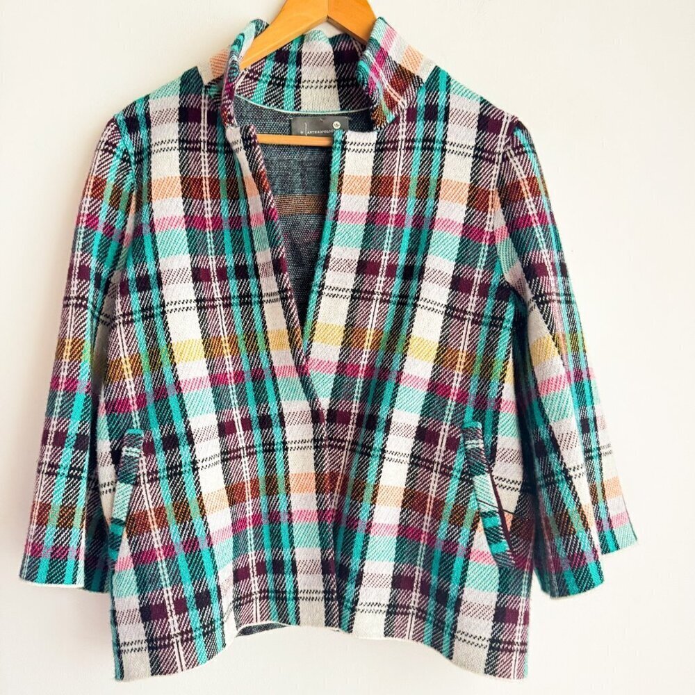 Anthropologie Rosetta Multicolour Knit Half Sleeve Sweater Blazer S - Picture 5 of 6